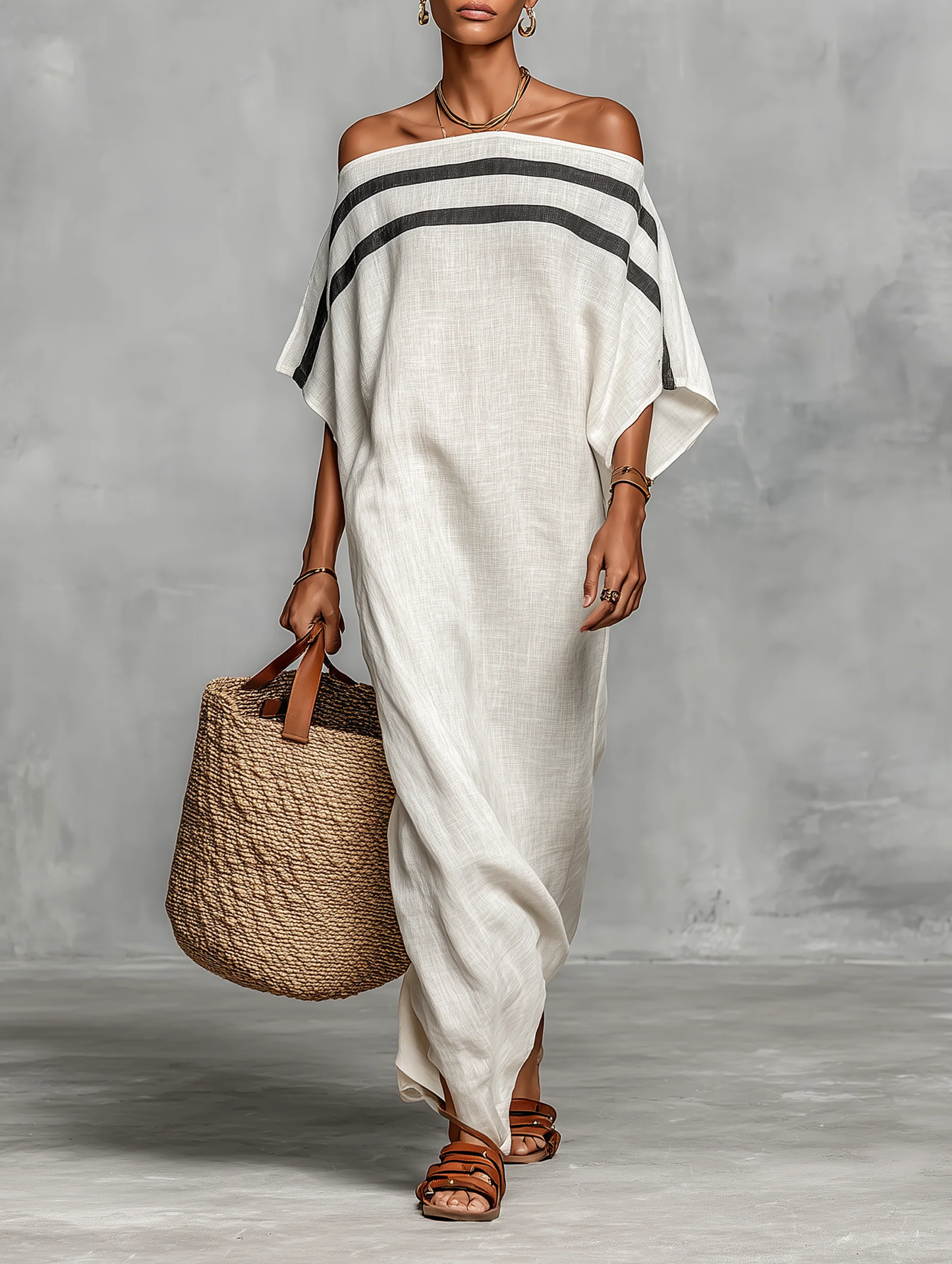 Lovisa | Off-Shoulder Maxi-klänning med Batwingärmar