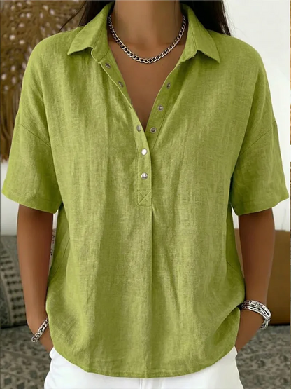 Cristina Pulido® | Blusa con cuello y detalles de botones (TEMPORALMENTE 1+1 GRATIS)