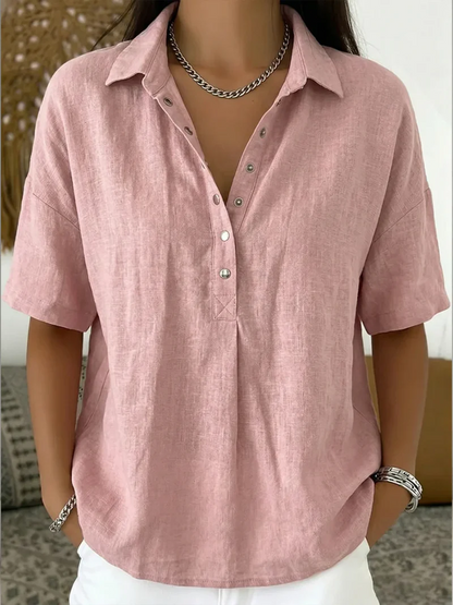 Cristina Pulido® | Blusa con cuello y detalles de botones (TEMPORALMENTE 1+1 GRATIS)